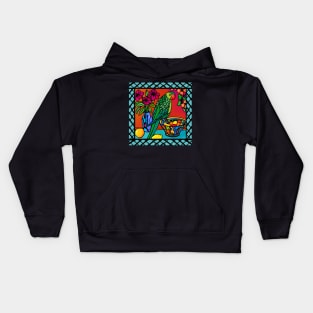 Parrot on a Fruit bowl Kids Hoodie